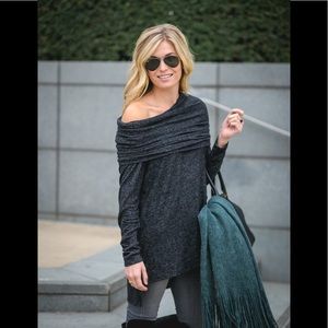 Sweater worn 3 ways, off shoulder, scoop tunic